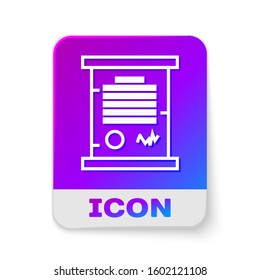 White line Decree, paper, parchment, scroll icon icon isolated on white background. Rectangle color button. Vector Illustration