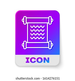 White line Decree, paper, parchment, scroll icon icon isolated on white background. Rectangle color button. Vector Illustration