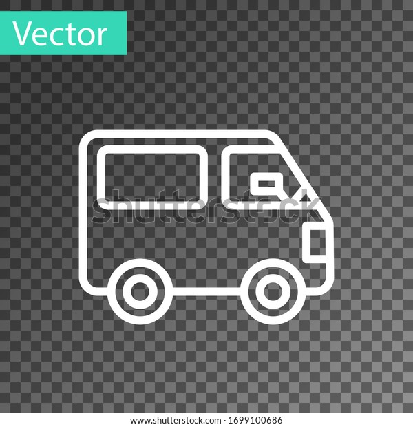 White line Delivery cargo\
truck vehicle icon isolated on transparent background. Vector\
Illustration