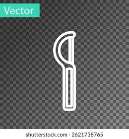 White line Dental floss icon isolated on transparent background.  Vector