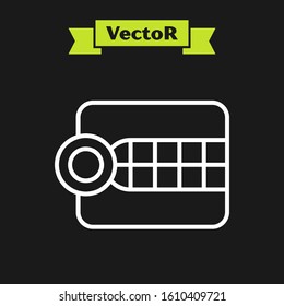 White line Dentures model icon isolated on black background. Dental concept.  Vector Illustration
