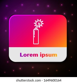 Weiße Linie Detonate Dynamite Bombe Stock Symbol einzeln auf schwarzem Hintergrund. Zeitbombe - Explosionsgefährdungskonzept. Farbknopf neu einstellen. Vektorillustration-Illustration