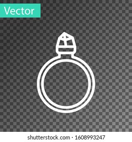 White line Diamond engagement ring icon isolated on transparent background.  Vector Illustration