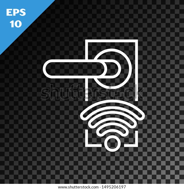 White Line Digital Door Lock Wireless Stock Vector Royalty Free