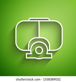White line Diving mask icon isolated on green background. Extreme sport. Diving underwater equipment.  Vector Illustration