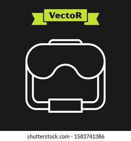 White line Diving mask icon isolated on black background. Extreme sport. Diving underwater equipment.  Vector Illustration