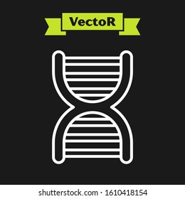 White line DNA symbol icon isolated on black background.  Vector Illustration