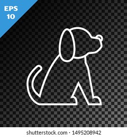 White line Dog icon isolated on transparent dark background.  Vector Illustration