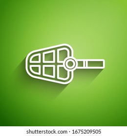 White line Dog muzzle icon isolated on green background.  Vector Illustration