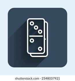 White line Domino icon isolated with long shadow background. Blue square button. Vector