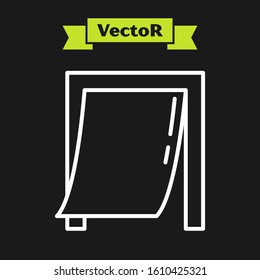 White line Door for pet icon isolated on black background.  Vector Illustration