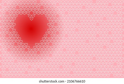White line draw hearts pattern on red  background.vector illustraion.for valentine's day