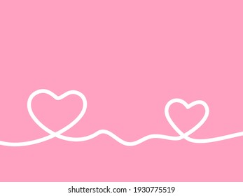White line drawn hearts pattern in pink colour background, design card copy space heart icon decoration vector 