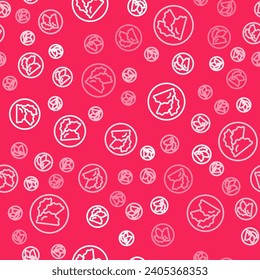 Weiße Linie Dumpling Symbol einzeln auf rotem Hintergrund. Traditionelles chinesisches Gericht.  Vektorgrafik