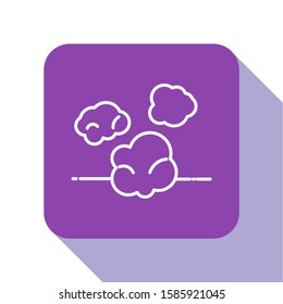 White line Dust icon isolated on white background. Purple square button. Vector Illustration