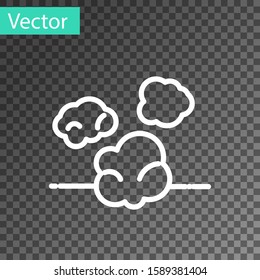 White line Dust icon isolated on transparent background.  Vector Illustration