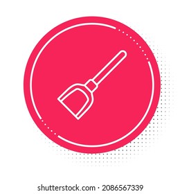 White line Dustpan icon isolated on white background. Cleaning scoop services. Red circle button. Vector