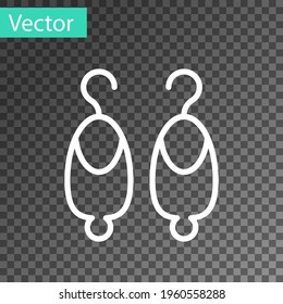White line Earrings icon isolated on transparent background. Jewelry accessories. Vector