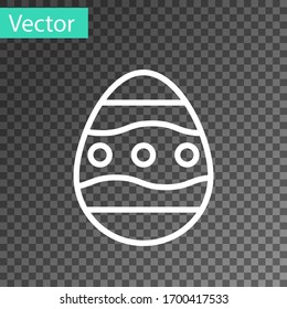 White line Easter egg icon isolated on transparent background. Happy Easter. Vector Illustration