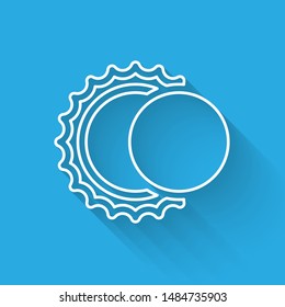White line Eclipse of the sun icon isolated with long shadow. Total sonar eclipse.  Vector Illustration