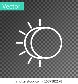 White line Eclipse of the sun icon isolated on transparent background. Total sonar eclipse.  Vector Illustration
