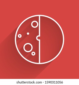 White line Eclipse of the sun icon isolated with long shadow. Total sonar eclipse.  Vector Illustration