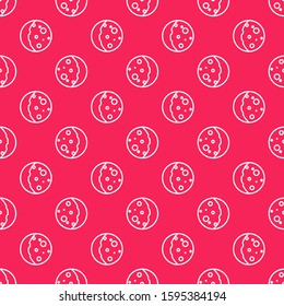 White line Eclipse of the sun icon isolated seamless pattern on red background. Total sonar eclipse.  Vector Illustration