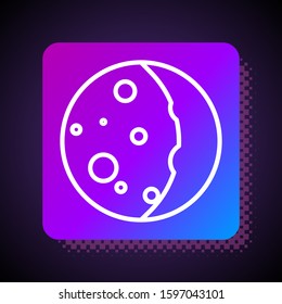 White line Eclipse of the sun icon isolated on black background. Total sonar eclipse. Square color button. Vector Illustration