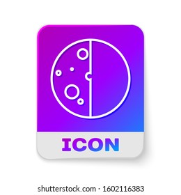 White line Eclipse of the sun icon isolated on white background. Total sonar eclipse. Rectangle color button. Vector Illustration
