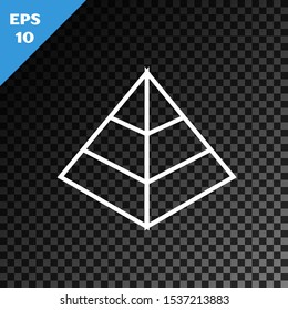 White line Egypt pyramids icon isolated on transparent dark background. Symbol of ancient Egypt.  Vector Illustration