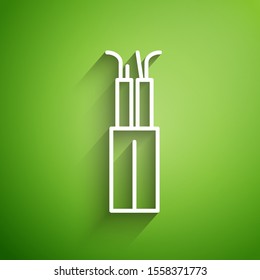 White line Electric cable icon isolated on green background.  Vector Illustration