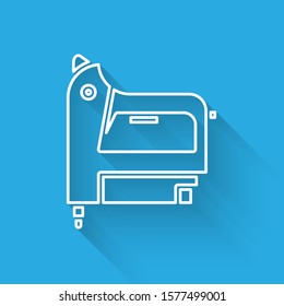 White line Electric construction stapler icon isolated with long shadow. Working tool.  Vector Illustration