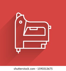 White line Electric construction stapler icon isolated with long shadow. Working tool.  Vector Illustration