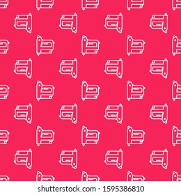 White line Electric construction stapler icon isolated seamless pattern on red background. Working tool.  Vector Illustration