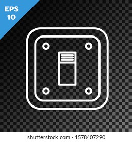 White line Electric light switch icon isolated on transparent dark background. On and Off icon. Dimmer light switch sign. Concept of energy saving.  Vector Illustration