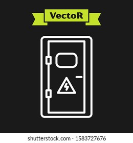 White line Electrical cabinet icon isolated on black background.  Vector Illustration