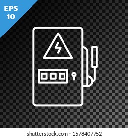 White line Electrical panel icon isolated on transparent dark background.  Vector Illustration