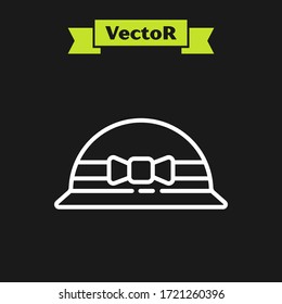 White line Elegant women hat icon isolated on black background. 8 March. International Happy Women Day.  Vector Illustration
