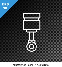 White line Engine piston icon isolated on transparent dark background. Car engine piston sign.  Vector Illustration