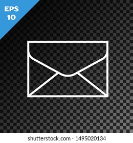 White line Envelope icon isolated on transparent dark background. Email message letter symbol.   Vector Illustration