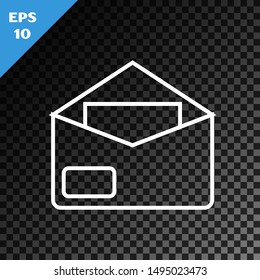 White line Envelope icon isolated on transparent dark background. Email message letter symbol.  Vector Illustration