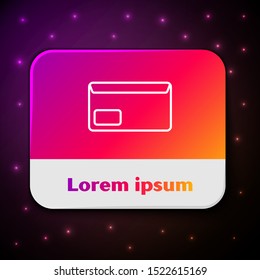 White line Envelope icon isolated on black background. Email message letter symbol. Rectangle color button. Vector Illustration