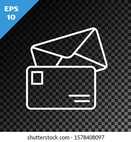 White line Envelope icon isolated on transparent dark background. Email message letter symbol.  Vector Illustration
