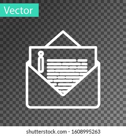 White line Envelope icon isolated on transparent background. Email message letter symbol.  Vector Illustration