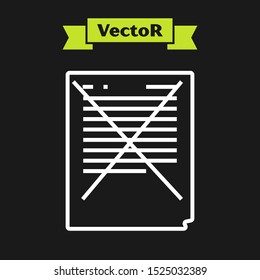 White line Exam paper with incorrect answers survey icon isolated on black background. Bad mark of test results, concept of unsuccessful report.  Vector Illustration