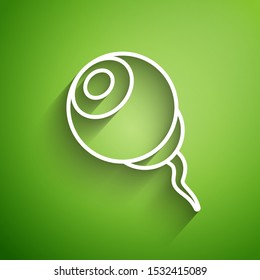 White line Eye icon isolated on green background. Happy Halloween party.  Vector Illustration