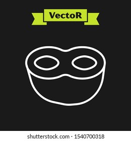 White line Festive mask icon isolated on black background.  Vector Illustration