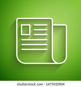 White line File document icon isolated on green background. Checklist icon. Business concept.  Vector Illustration