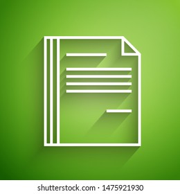 White line File document icon isolated on green background. Checklist icon. Business concept.  Vector Illustration