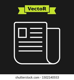 White line File document icon isolated on black background. Checklist icon. Business concept.  Vector Illustration